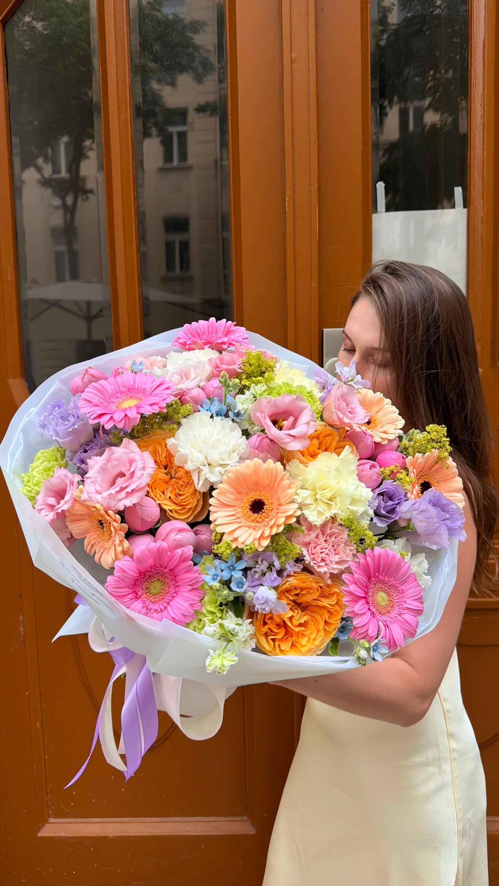 Dose of Dopamine pastel signature bouquet of seasonal flowers in size S