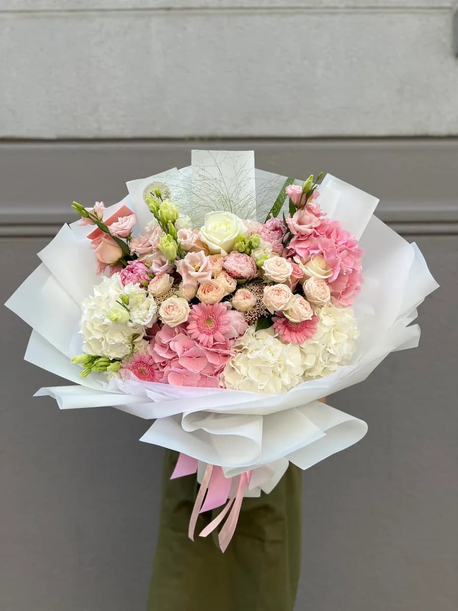 Enchanting Elegance bouquet of peonies, roses, hydrangeas and gerberas