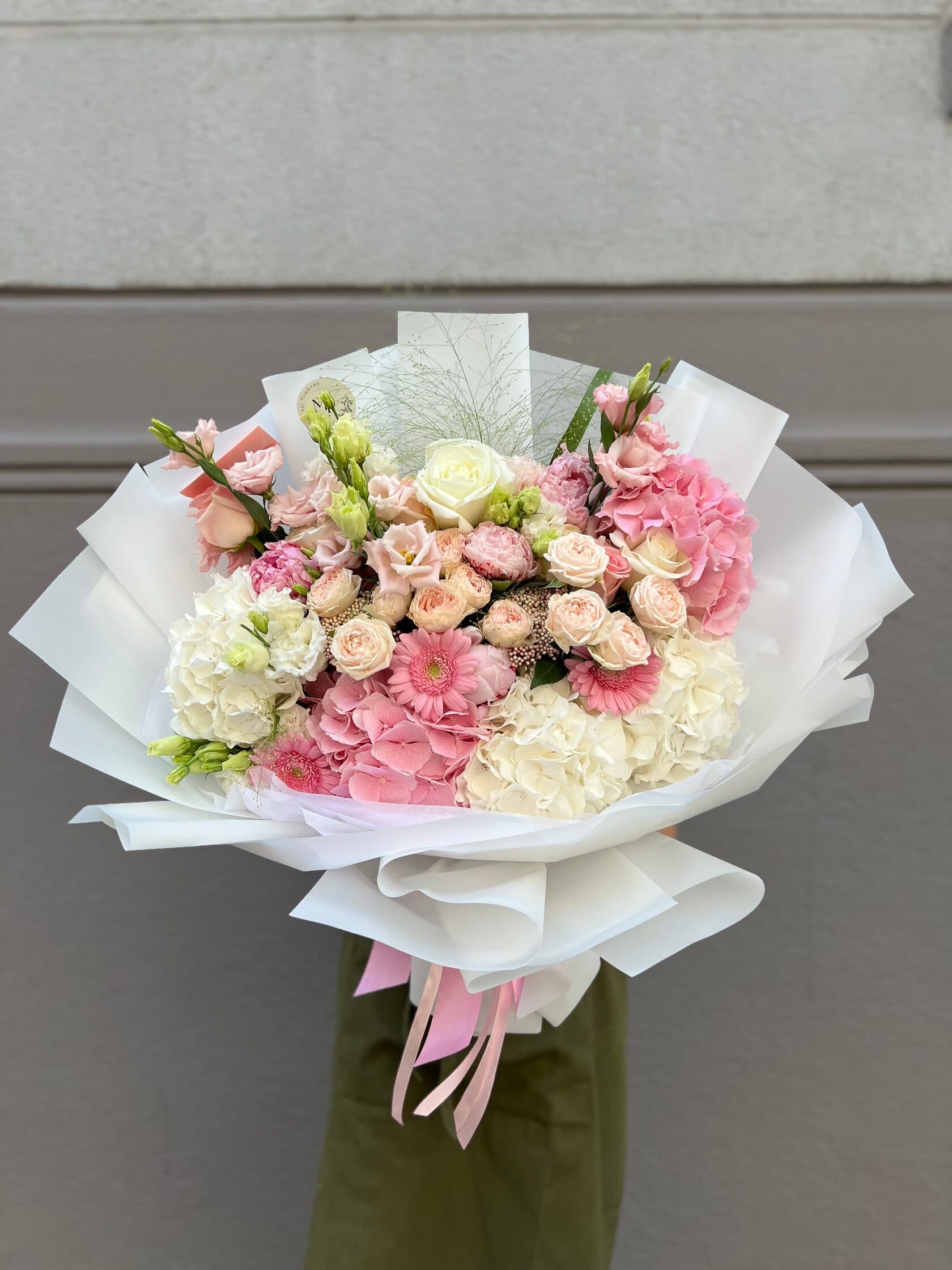 Enchanting Elegance bouquet of peonies, roses, hydrangeas and gerberas